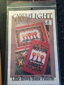 Little Brown House Patterns - Candlelight & Holly - Applique Pattern - New - Picture 1 of 2