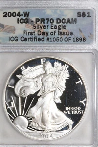 2005 Gem Proof American 1oz. Fine Silver Eagle Graded ICG-PR70 DCAM (1050-189) - Picture 1 of 4