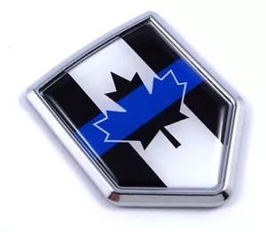 Canada Police thin blue line Chrome Car Auto Emblem 3D Decal Bumper Sticker - Foto 1 di 2