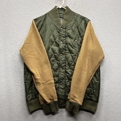LRG Men's Medium Green Tan Quilted Button Up Jacket - Image 1 of 4