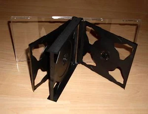 2 CD Hüllen schwarz durchsichtig für 6 CDs oder DVDs aufklappbar Box Case Neu - Afbeelding 1 van 1