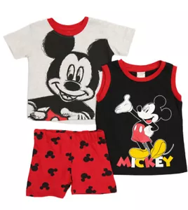 NUOVO! Set canottiera maglietta pantaloncini rossi Disney 3 pezzi bambino Topolino taglia 5 - Foto 1 di 2