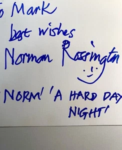 Tarjeta de autógrafo firmada por el actor de cine Norman Rossington de los Beatles Hard Days - Imagen 1 de 4