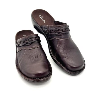 Clarks Leder Pantoletten Schuhe Slipper Clogs Damengröße 8M braun geflochten genäht - Bild 1 von 11