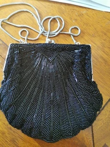 John Lewis Black Beaded Evening Bag/ Purse - Picture 1 of 2