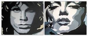 dipinto su tela 2 pezzi morrison + marilyn quadro 2 dipinti cm 100 x 120 CADUNO - Foto 1 di 1