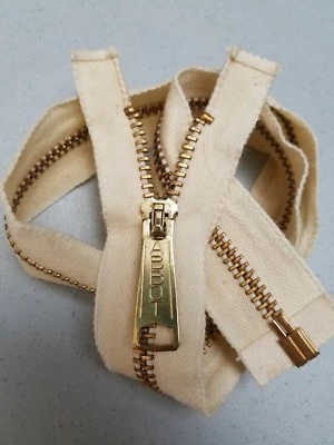 VTG.1960s/"ABBOT USA"LONG-TAB ZIPPER/SEPARATING#5Metal BRASS=23.5in/NAT.COTTON - Image 1 of 4