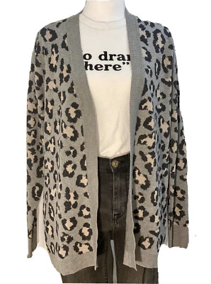 Chaqueta de mujer Calvin Klein cálida abierta cárdigan estampado animal gris talla mediana nueva con etiquetas Foto 1 de 4