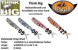 ✅Delalande Drop Shad, 5 Stück, in 2 Größen & 4 Farben, Drop Shot Köder Angeln✅ - Bild 1 von 5