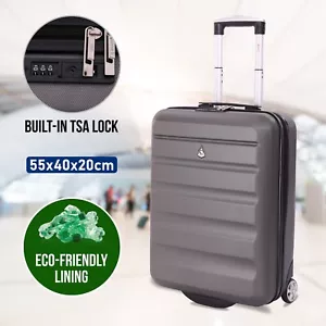 Cabin Suitcase 55x40x20 Hard Shell Carry On Hand Luggage with 2 Wheels TSA Lock - Picture 1 of 10