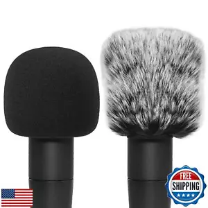 SM57 Pop Filter Foam Cover - Mic Windscreen with Furry Wind Screen Windjammer - Picture 1 of 5