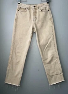 TopShop Womens Size 26 Khaki Tan Denim Jeans Straight Cropped Boho Minimalist - Picture 1 of 11