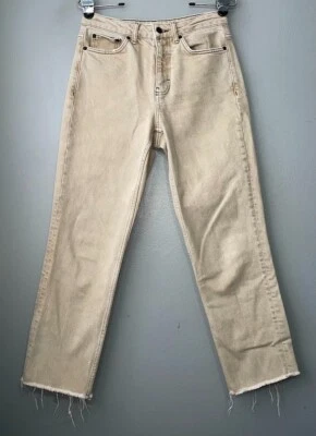 TopShop Womens Size 26 Khaki Tan Denim Jeans Straight Cropped Boho Minimalist - Image 1 of 4
