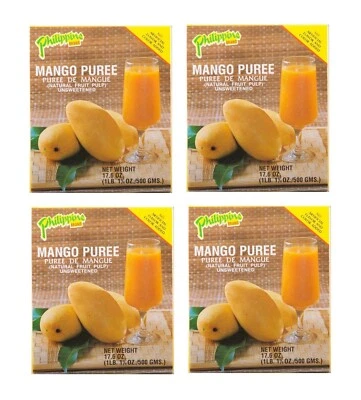 Mango Fruchtmark Viererpack: 4 x 500g Püree Mangopüree ungesüßt Mangopulp Pulp - Bild 1 von 2