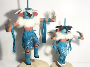 2 Vintage figures Navajo made and signed Kokopelli 19 & 14 Inches tall - Picture 1 of 10