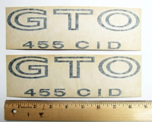 One Pair (Two Pieces) GTO 455 CID Decals, Black – NOS from Original Purchaser - Bild 1 von 1