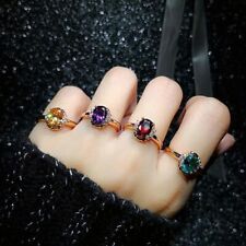 925 Sterling Silver Sapphire Crystal Adjustable Ring Womens Girls Ring Gifts UK