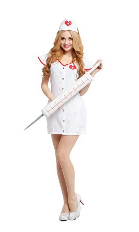 Nurse Uniform Costume Womens Doctor Adult Fancy Dress Hen Party New - Image 1 of 1