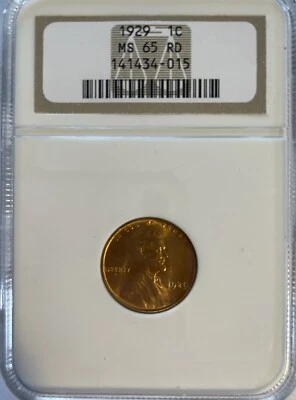 1929 Lincoln Cent Wheat Penny MS 65 RD - Image 1 of 4