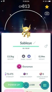 Pokemon Shiny Dynamax Sableye GO - P T C Mi'ni - Read Description - Picture 1 of 1
