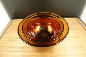 3 Fire King Amber Glass Nesting Mixing Bowls - Picture 1 of 21