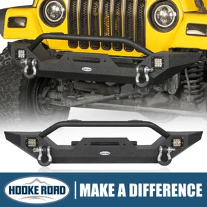 Texture Black Mid Front Bumper w/ LED Spotlights For 1997-2006 Jeep Wrangler TJ - Picture 1 of 15
