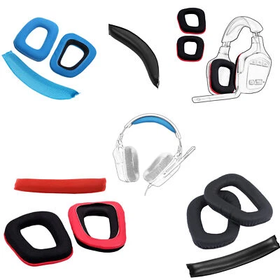 Replacement Ear Pads Cushions Headband for Logitech G35 930 430 F450 Headphones - Image 1 of 4