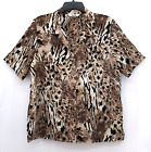Alia Shirt Womens XL Animal Print Short Sleeve Button UP Blouse