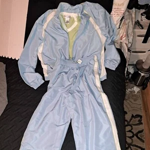¡¡¡OFERTA!!! NUEVO CON ETIQUETAS-Traje de calentamiento Sport Savvy 3 piezas azul/verde, blanco malla ribete grande - Imagen 1 de 11