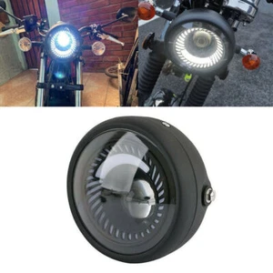 Retro 6.5" Motorcycle LED Headlight Headlamp Spiral High Low Beam Fit For Harley - Picture 1 of 9