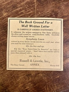 Russell & Lawrie Inc. Stationary Tarrytown New York August 1917 Vintage Ad - Bild 1 von 2