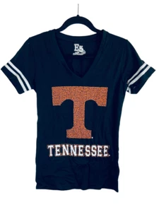 E5 College Classics Women's Tennessee Bling Logo V-Neck T-Shirt, Black, Large - Picture 1 of 5