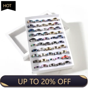 50 Stck. Großhandel Menge Posten Gemischt Edelstahl Ringe Herren Damen Bandring NEU - Bild 1 von 6