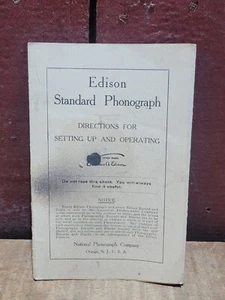 Edison Standard Phonograph Directions For Setting Up & Operating Book Pamphlet - Picture 1 of 4