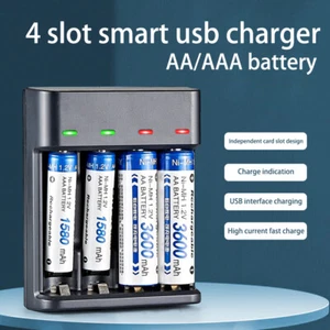Intelligent Battery Charger 4 Slot For AA AAA NI-CD/NI-MH Rechargeable Batteries - Picture 1 of 20