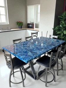 Blue Agate Stone Dining Table Top Agate Stone Coffee Table, Console ,Side Table - Picture 1 of 10