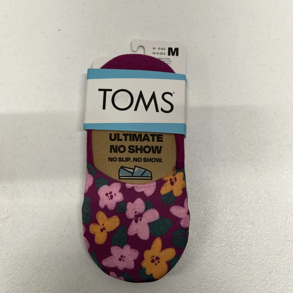 Paquete de 3 calcetines para mujer Toms Ultimate No Show Flower Fields medianos (8-10,5) nuevos con etiquetas Foto 1 de 4