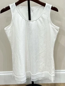 COLDWATER CREEK Women's Tank Top Shell White Medium (10/12) Sleeveless Stretch - Picture 1 of 7