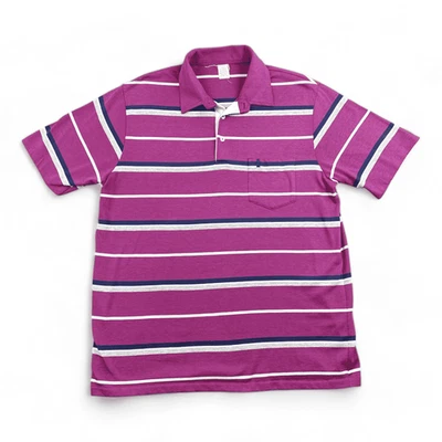 Camisa Polo Pingüino Vintage Adulto GRANDE Original Grand Slam Púrpura Rayas Años 80 Foto 1 de 4