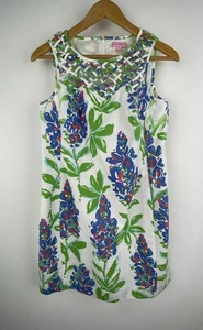Lilly Pulitzer Shift Dress Fresh Cut Bluebonnet Print SZ 6 (SEE FLAWS - Picture 1 of 11