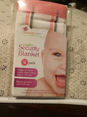 NEW~Miracle Ware~2 pack~Muslin Lovey Security Blanky~100% All Natural Fiber - Изображение 1 из 2