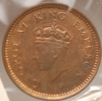 India - British, 193-b 1/2 Pice, KM528, Red Brown UNC, NR, 11-21 - Image 1 of 2