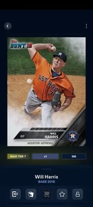 Topps Bunt Digital 2016 Nivel 7 Base Houston Astros Will Harris LE 500 cc - Imagen 1 de 1