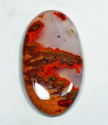 Piedra preciosa cabujón ovalado de ágata costura roja diseñador natural 61 quilates 6X24X43 mm HX-69 Foto 1 de 4