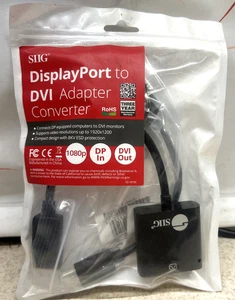NEW Siig CB-DP0P11-S1 DisplayPort to DVI Adapter Converter Video Cable - Picture 1 of 3