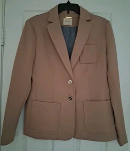 "Elie Tahari" Womens Blazer, Size Med, Light Brown, Front Pockets, Two Buttons - Picture 1 of 7