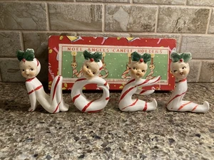 Vintage Weihnachten SELTEN Pixie Zuckerstange Kerzenhalter NOEL Mädchen JAPAN OVP - Bild 1 von 12