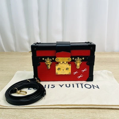 Louis Vuitton LV Petit Malle Trunk Crossbody Shoulder Bag Red Black ebayAG Auth - Image 1 of 4