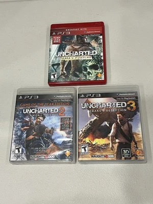 Uncharted 1 2 & 3 Trilogy Bundle Sony PlayStation 3 PS3 Juegos Completo Probado - Imagen 1 de 4