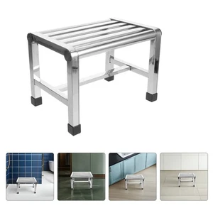 Shower Bench - Spa Bench Seat Stool Stainless Steel Foot Rest Shaving Stool - Picture 1 of 12